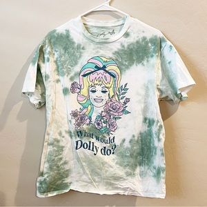 Dolly Parton Green Tie Dye Casual T Shirt Tee what would dolly do XS S
